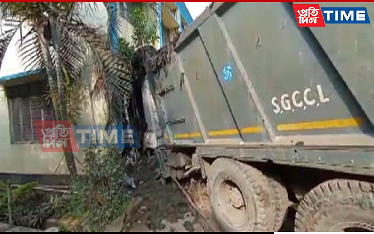 Guwahati: Speeding Dumper Ends Up Inside Sarva Siksha Abhijan Office