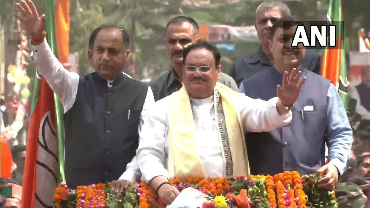 BJP Chief JP Nadda Holds Roadshow in Himachal Pradesh
