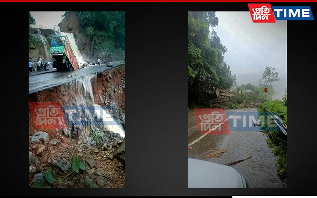 Meghalaya: Traffic Disrupted After Landslide at NH 6