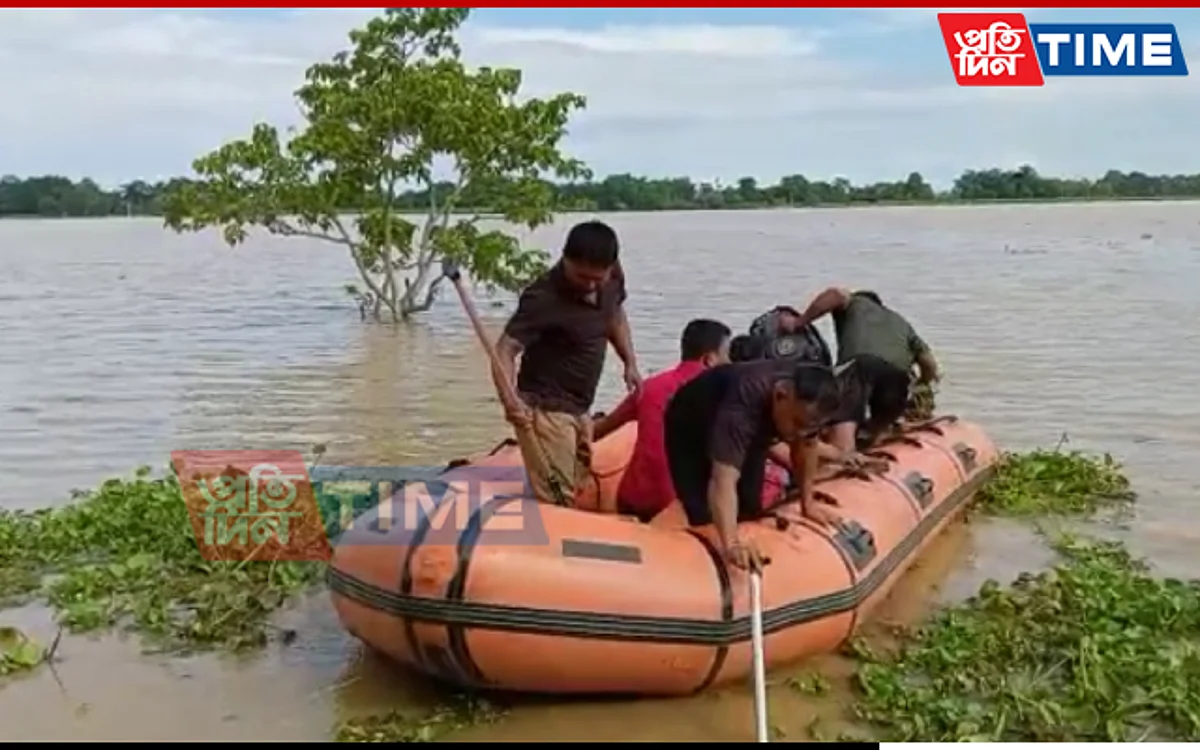 The SDRF team out on rescue operations after three teens were washed away in Assam's Nagaon