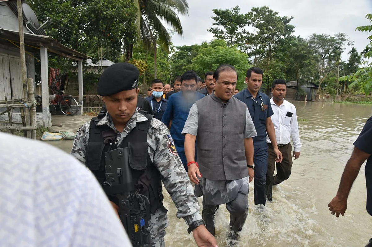 Assam CM Himanta Biswa Sarma visits flood-hit Bajali
