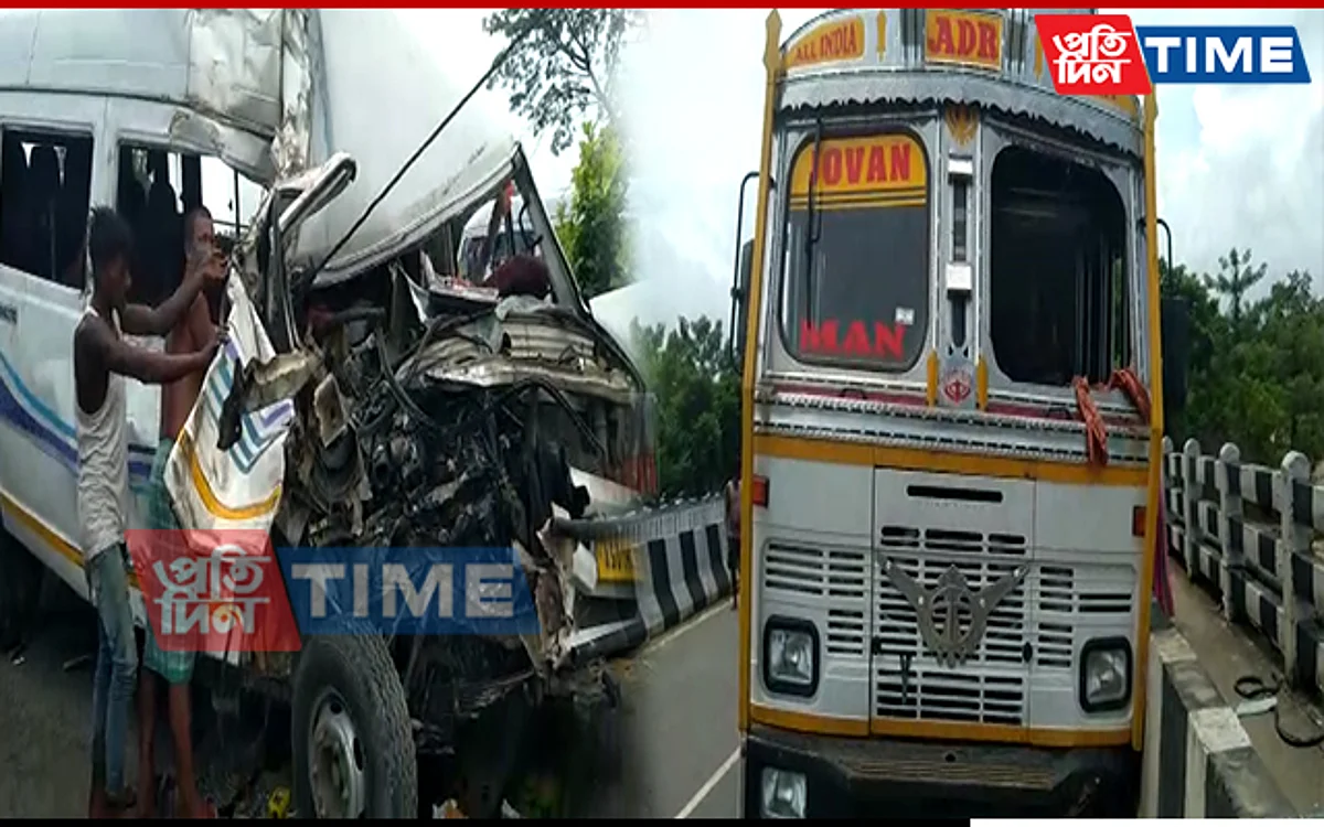 Traveler bus collides with truck in Nagaon's Raha