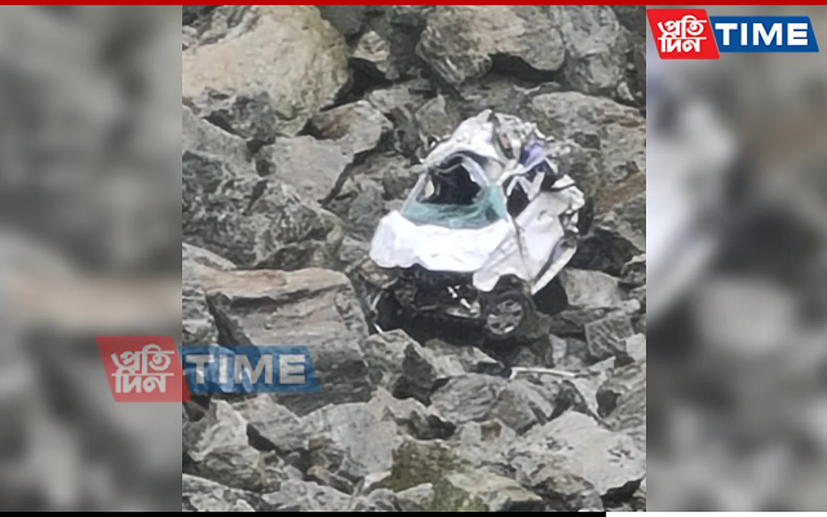 The vehicle of the victims was found completely crushed in Arunachal Pradesh