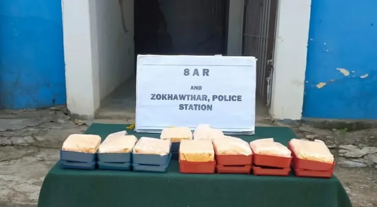 The heroin seized by Assam Rifles in Mizoram