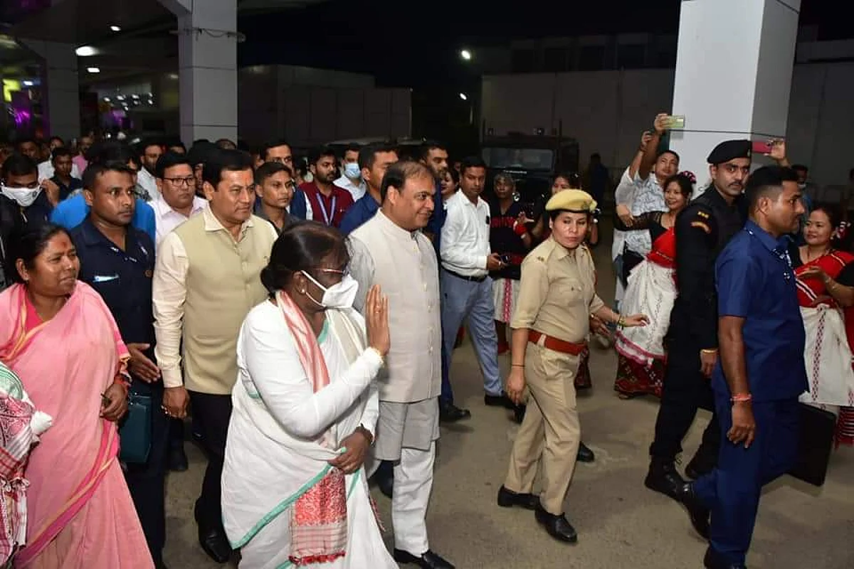 Draupadi Murmu arrives at Borjhar airport in Guwahati on Tuesday
