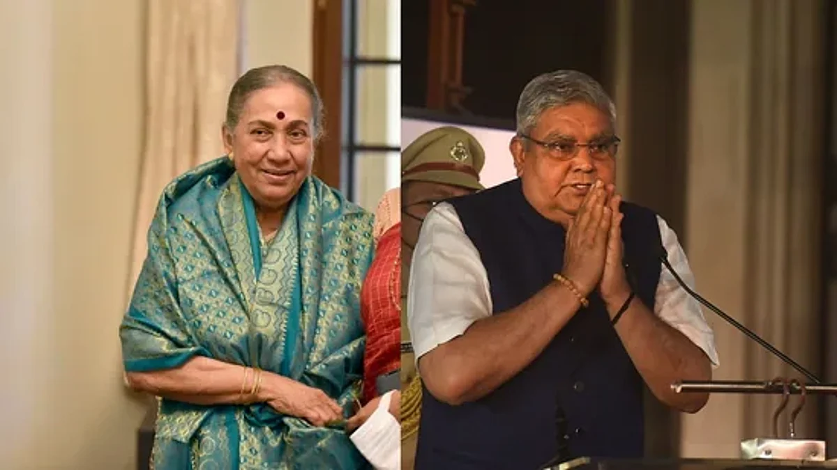 Opposition Vice-presidential candidate Margret Alva (left) and NDA candidate Jagdeep Dhankhar (right)