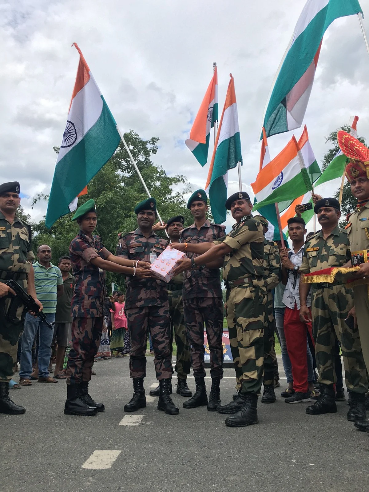 BSF and BGB personnel exchange sweets at Indo-Bangladesh border
