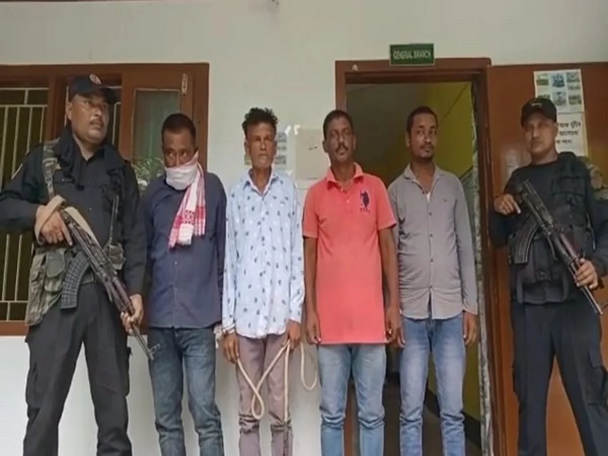 Assam: 4 Poachers Arrested in Biswanath, Rhino Poaching Bid Foiled (ANI Pic)