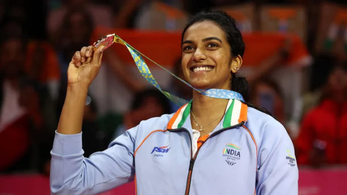 India's P V Sindhu won one of four gold medals today at CWG 22