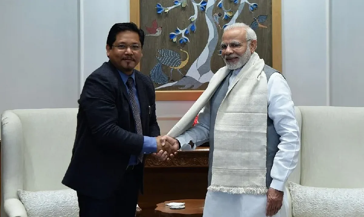 Meghalaya Chief Minister and NPP president Conrad Sangma with Prime Minister Narendra Modi