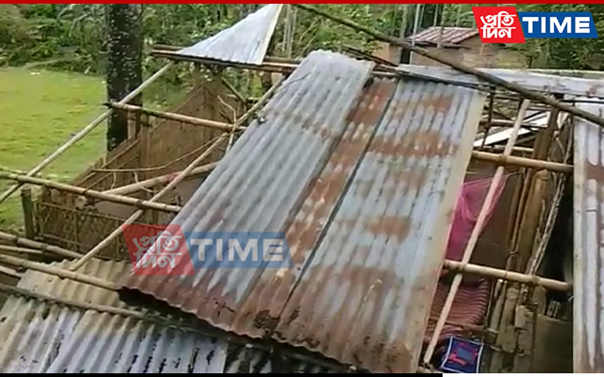 Heavy Rainfall, Storm Destroy Houses in Nagaon
