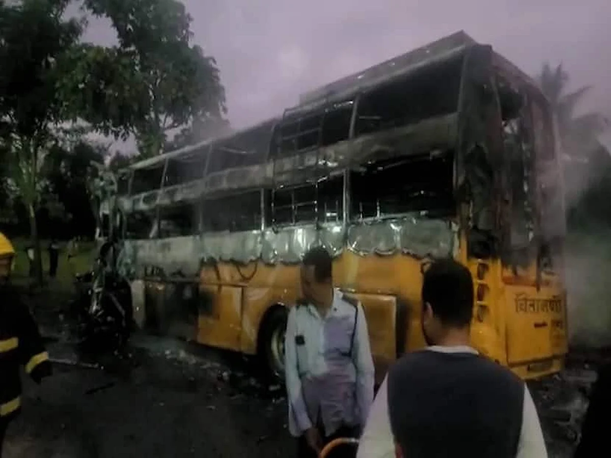 Bus that caught fire in Maharashtra’s Nashik
