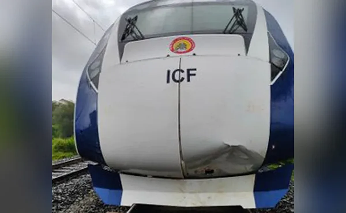 Vande Bharat Express damaged after hitting cattle