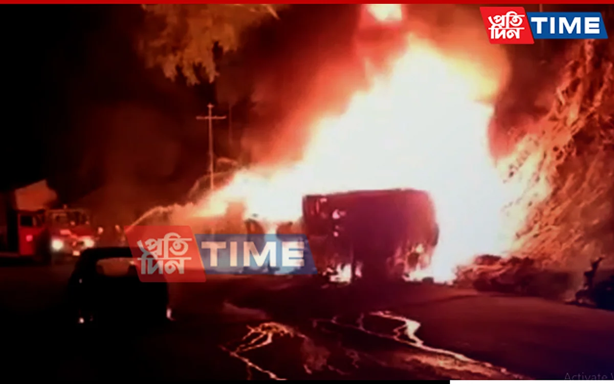 Petrol tanker catches fire in Mizoram's Aizawl