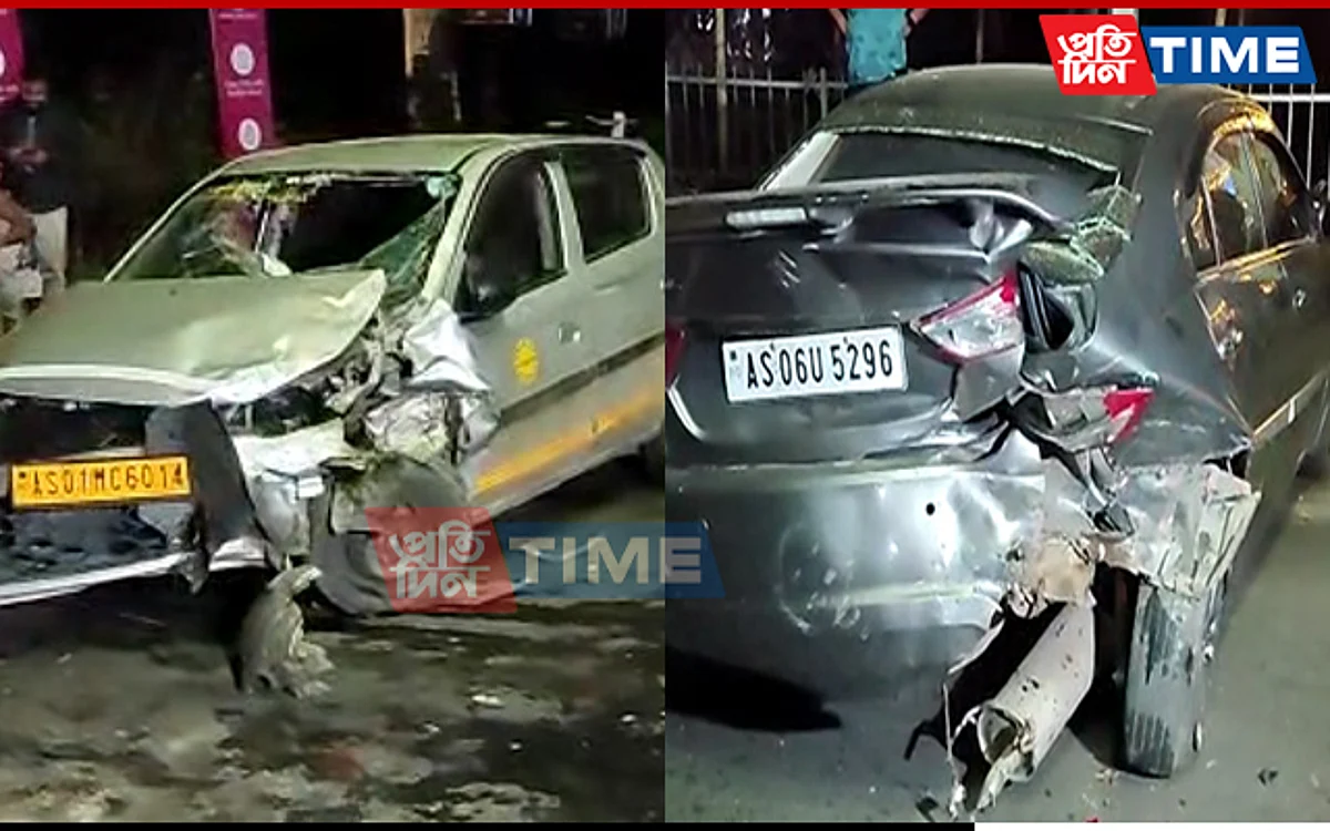 A cab rammed into a parked car in Guwahati last night