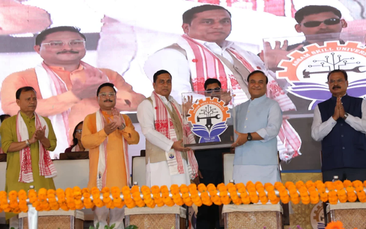 The Assam CM attended the Bhumipujan ceremonies for the upcoming Assam Skill University in Mangaldoi | Image: Twitter/ Himanta Biswa Sarma