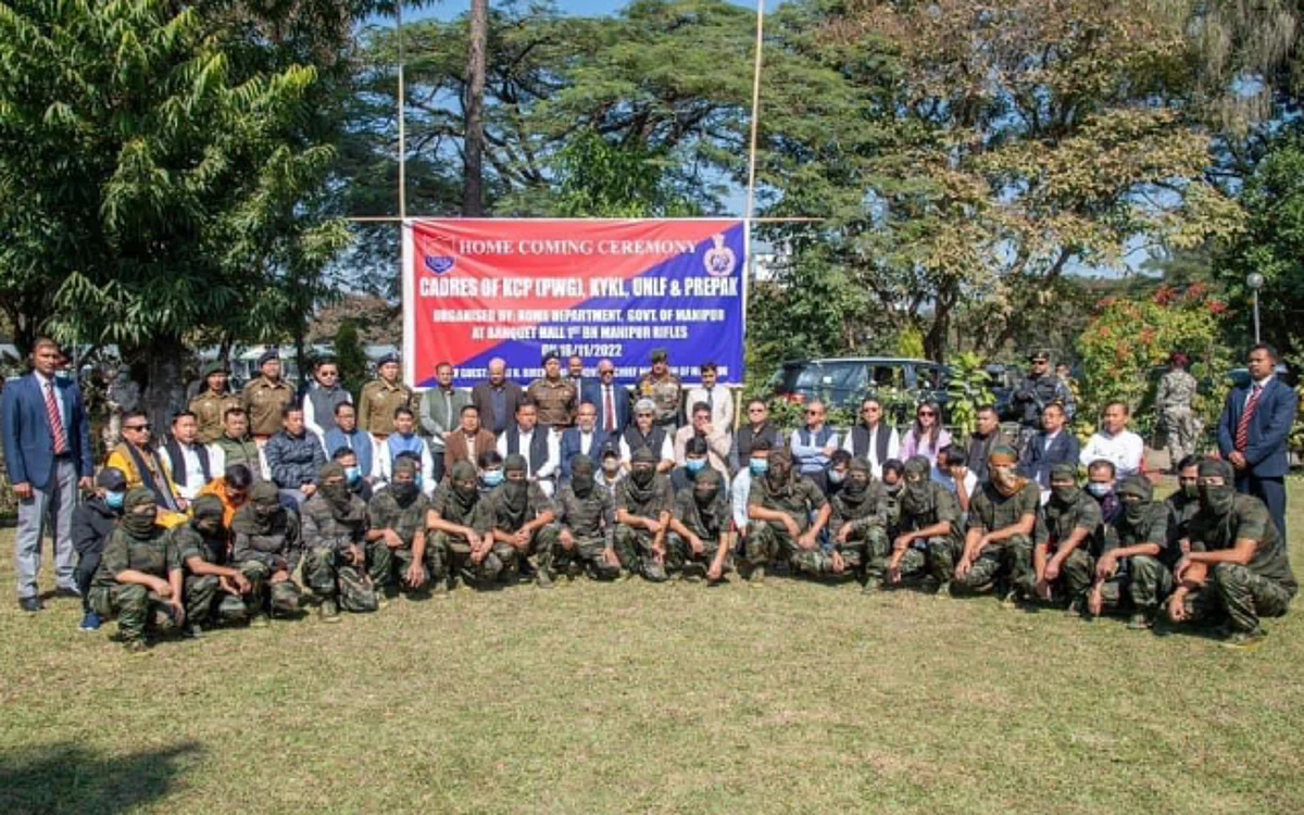 31 militants surrendered before the Manipur CM | Image: Twitter/ N Biren Singh
