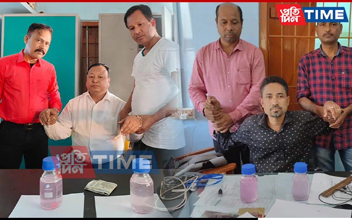 Two employees of the Water Resources Circle in Assam's Lakhimpur arrested for accepting bribe