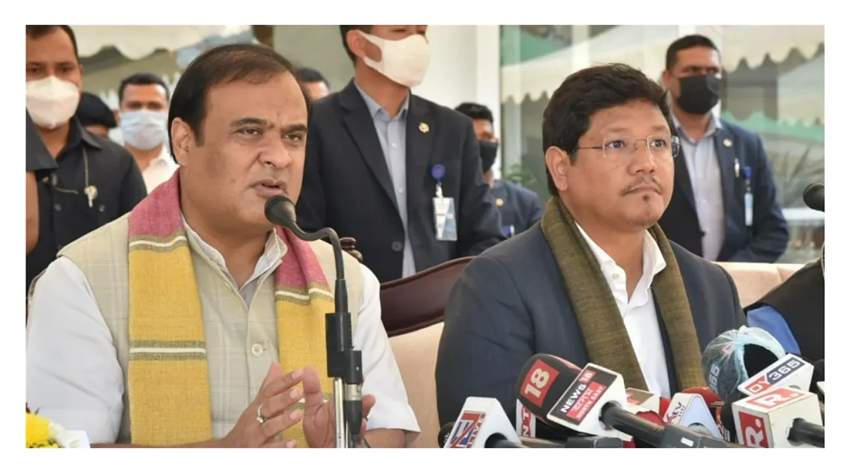 The Chief Ministers of Assam and Meghalaya, Himanta Biswa Sarma (left) and Conrad Sangma (right)