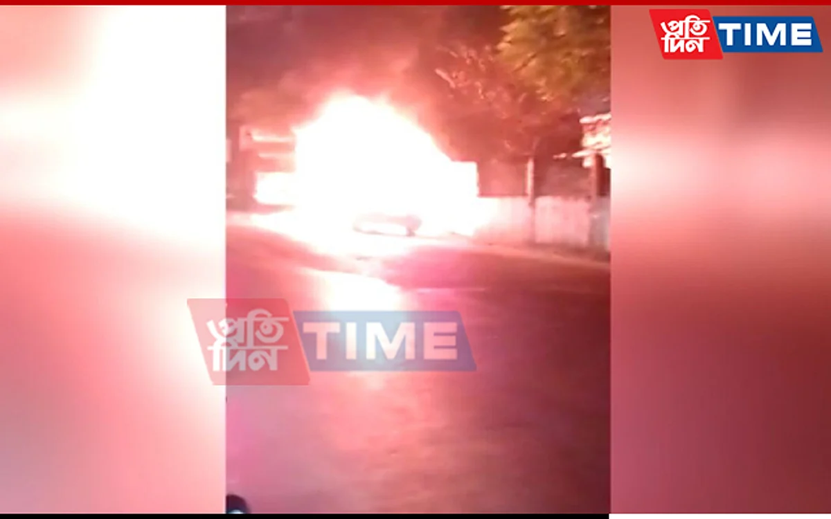 A group of miscreant set fire to the campsite of Assam forest department officials