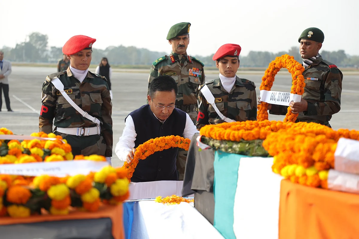 Wreath-laying ceremony at Bagdogra Airport