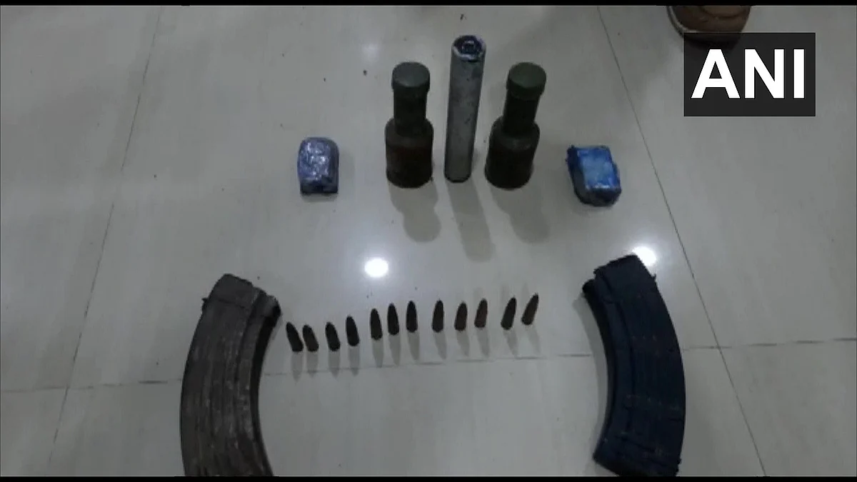 Arms and ammunition recovered from Jalan tea garden in Assam's Dibrugarh | photo credit: ANI