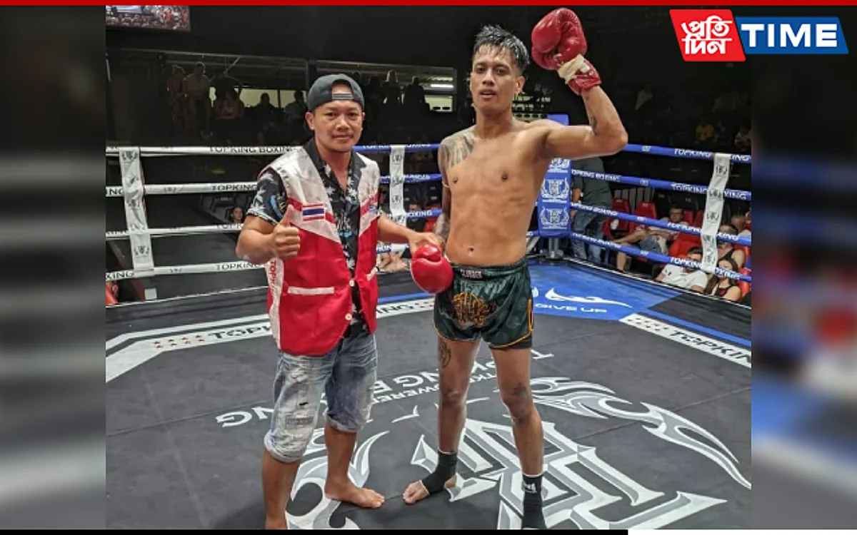 Ambarish Ning Gogoi registered a famous win against Thai opponent in Muay Thai