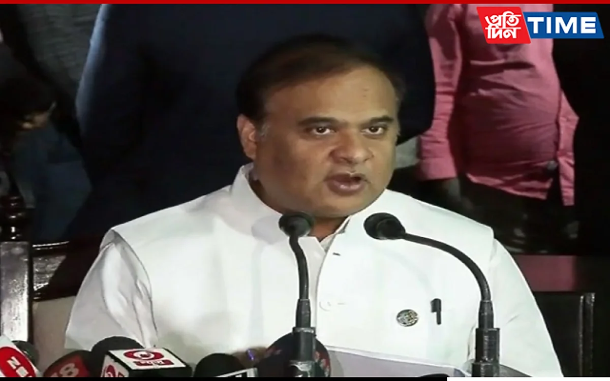 Assam CM Himanta Biswa Sarma addressing the media after cabinet meeting at Gandhi Mandap