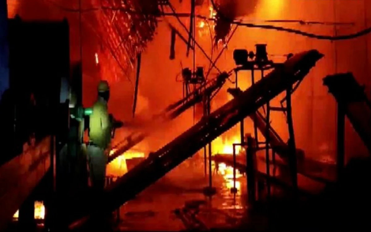 A massive fire broke out at a factory at Naxalbari in West Bengal