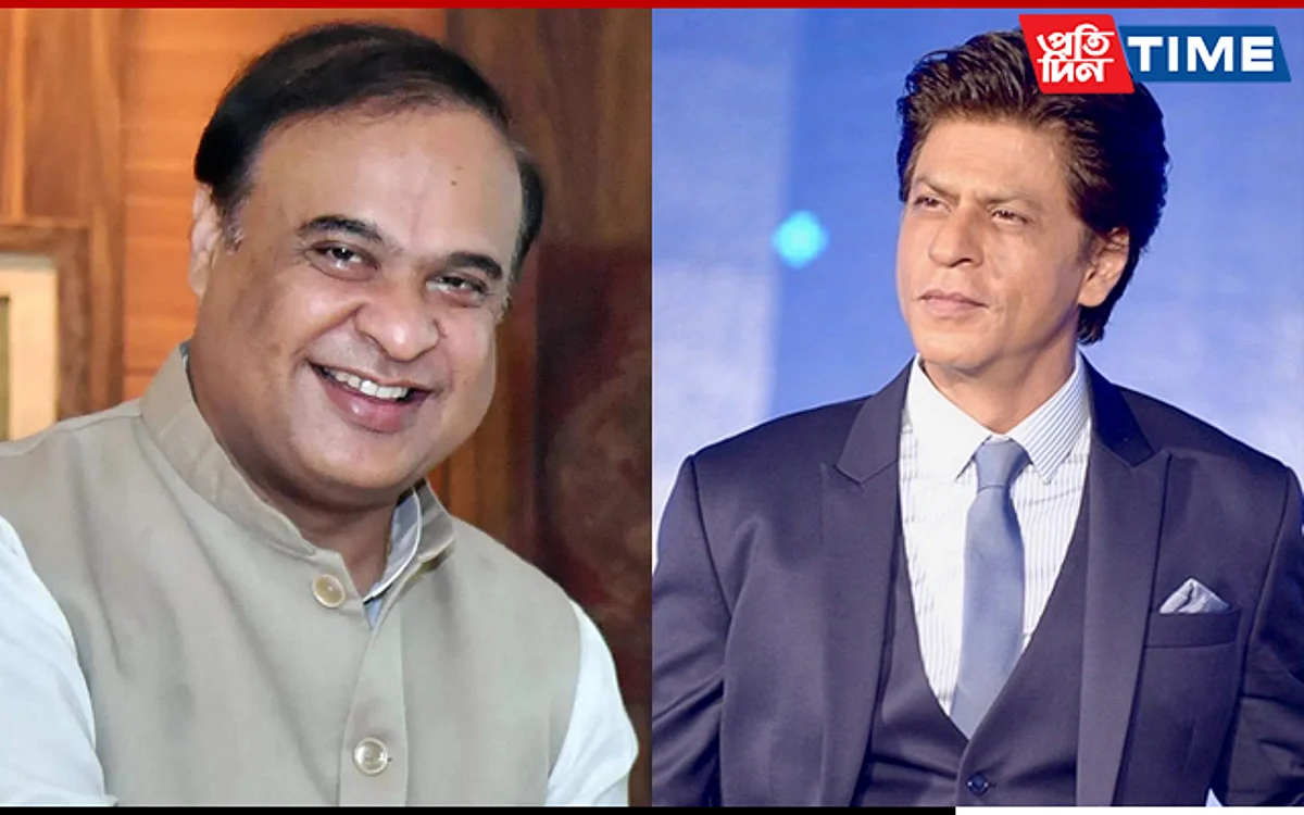 Assam CM Himanta Biswa Sarma (left)| Bollywood superstar Shah Rukh Khan (right)