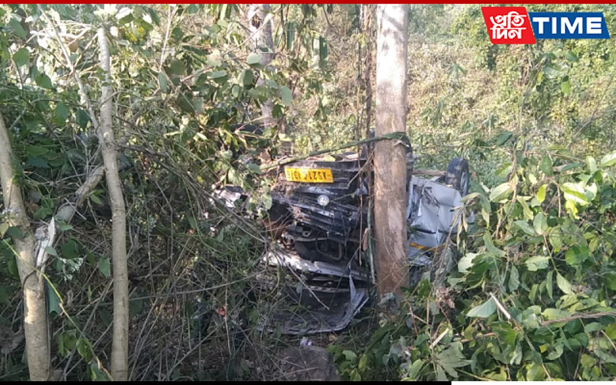 The car that met with an accident in Assam's Karbi Anglong