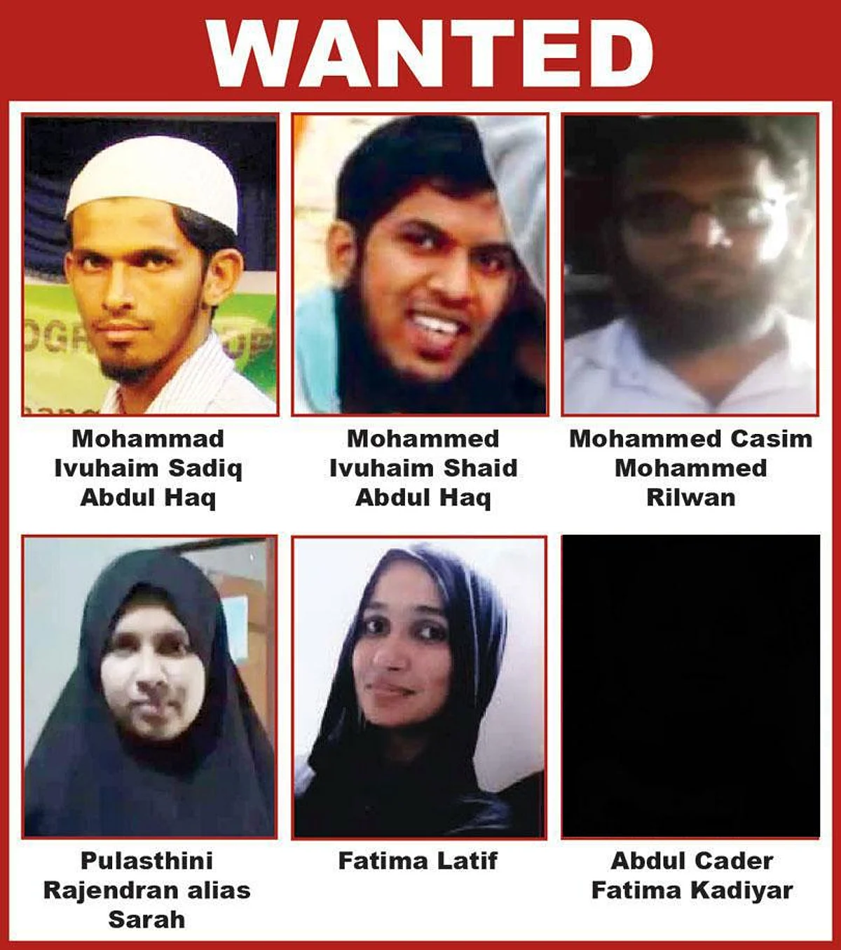 Sri Lanka releases photographs of 6 suspects
