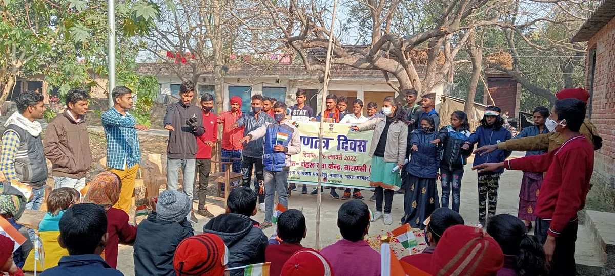 73 वें गणतंत्र दिवस हरहुआ मे हर्ष उल्लास से मनाया गया