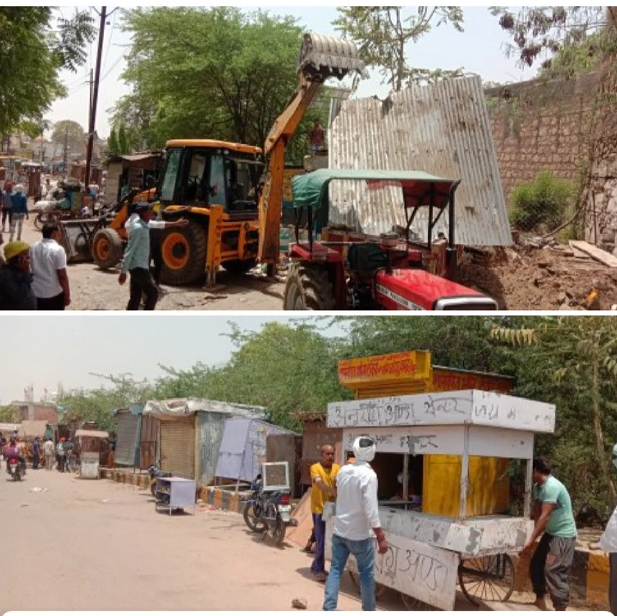 भैरव मंदिर के पास से हटाए गए अतिक्रमणकारियों ने 10 मीटर दूर रिंग रोड पर जमाई दुकानें