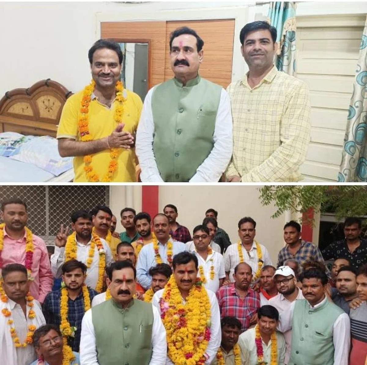 जिला पंचायत चुनाव में विजयी उम्मीदवार धीरू दांगी एवं जीतू कमरिया को गृहमंत्री डॉ नरोत्तम मिश्रा ने दी बधाई, कराया मुँह मीठा