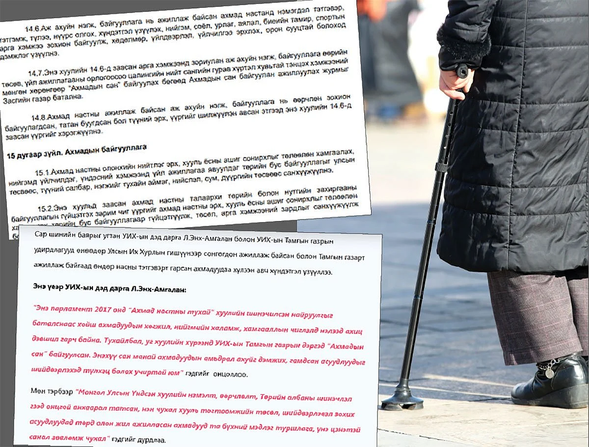 Байгууллага бүр ахмадын сантай байх хуультай болоод таван жил өнгөрлөө