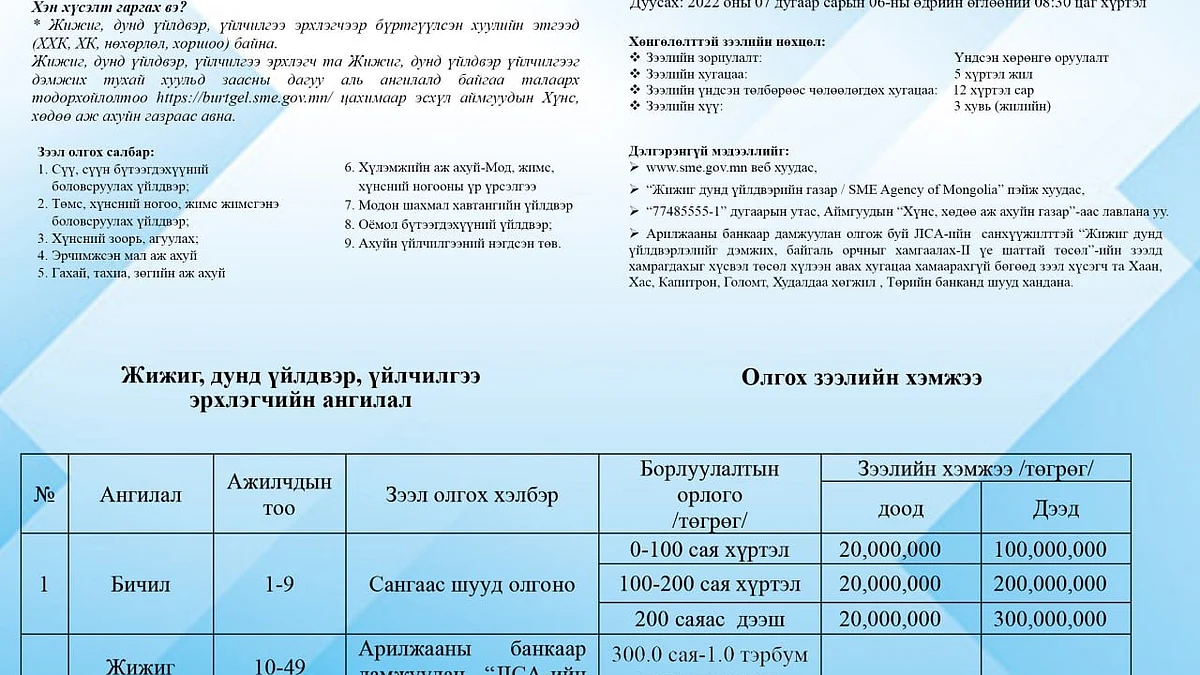 Хөнгөлөлттэй зээл олгох төслийг өнөөдрөөс хүлээн авч эхэллээ
