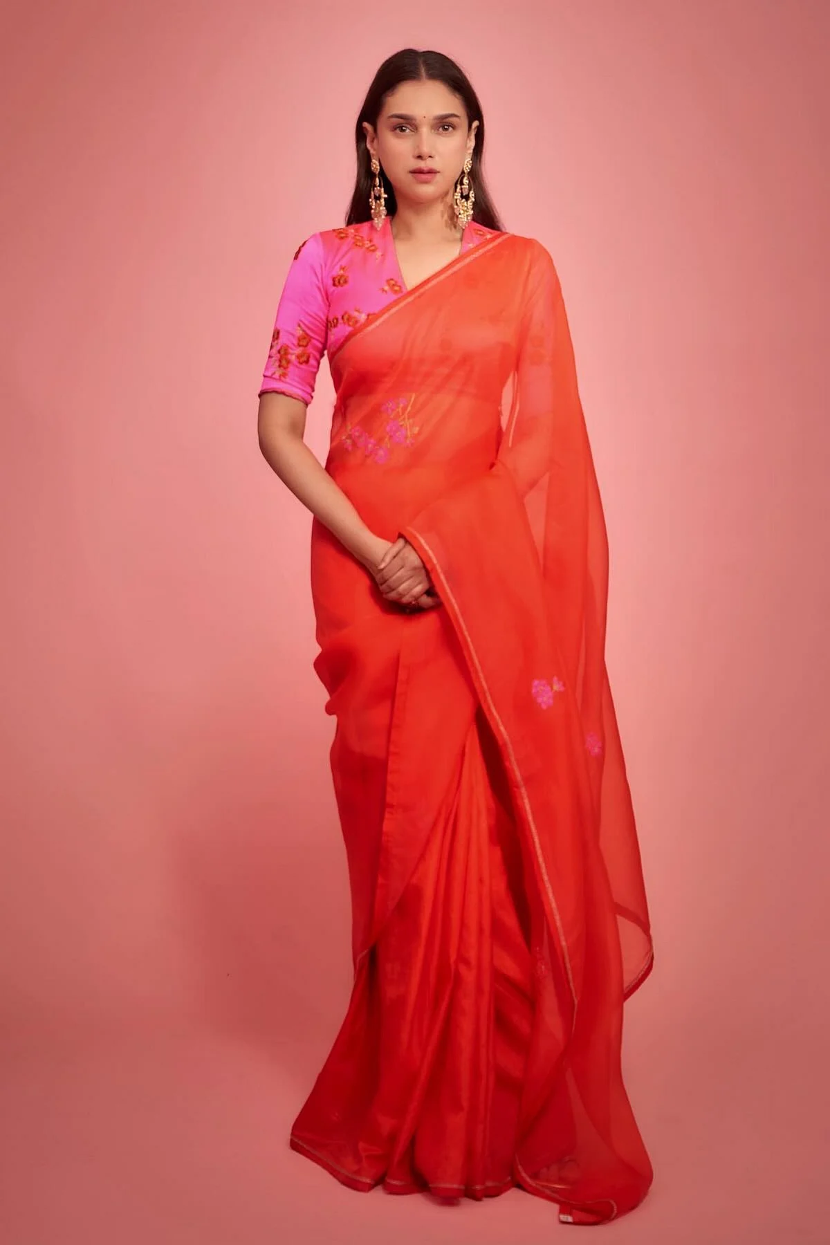 aditi rao hydari in organza saree