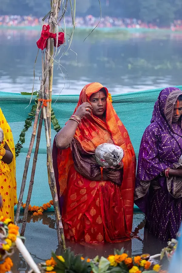 indian devotees celebrating chhath puja ghaziabad uttar pradesh india november ancient hindu festival native to 327084562