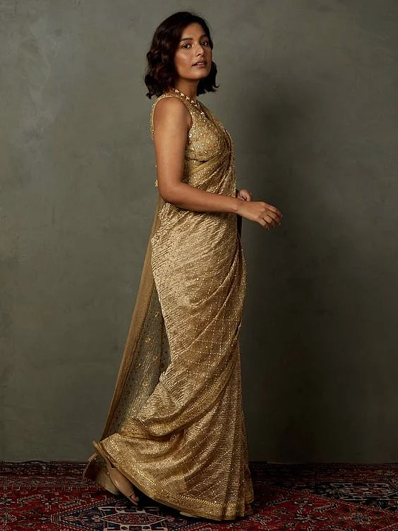 Golden Saree Looks