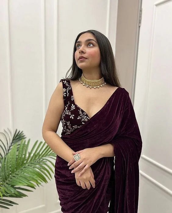 Velvet Saree Looks