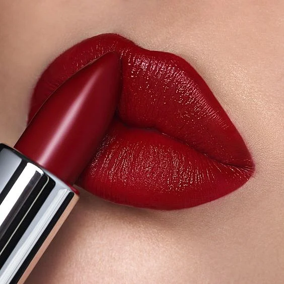 deep burgundy lipstick