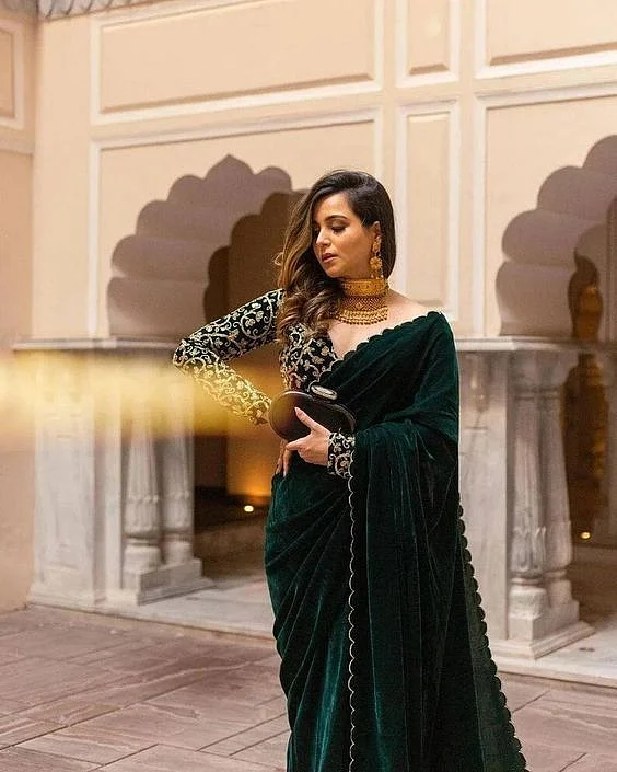 Velvet Saree Looks