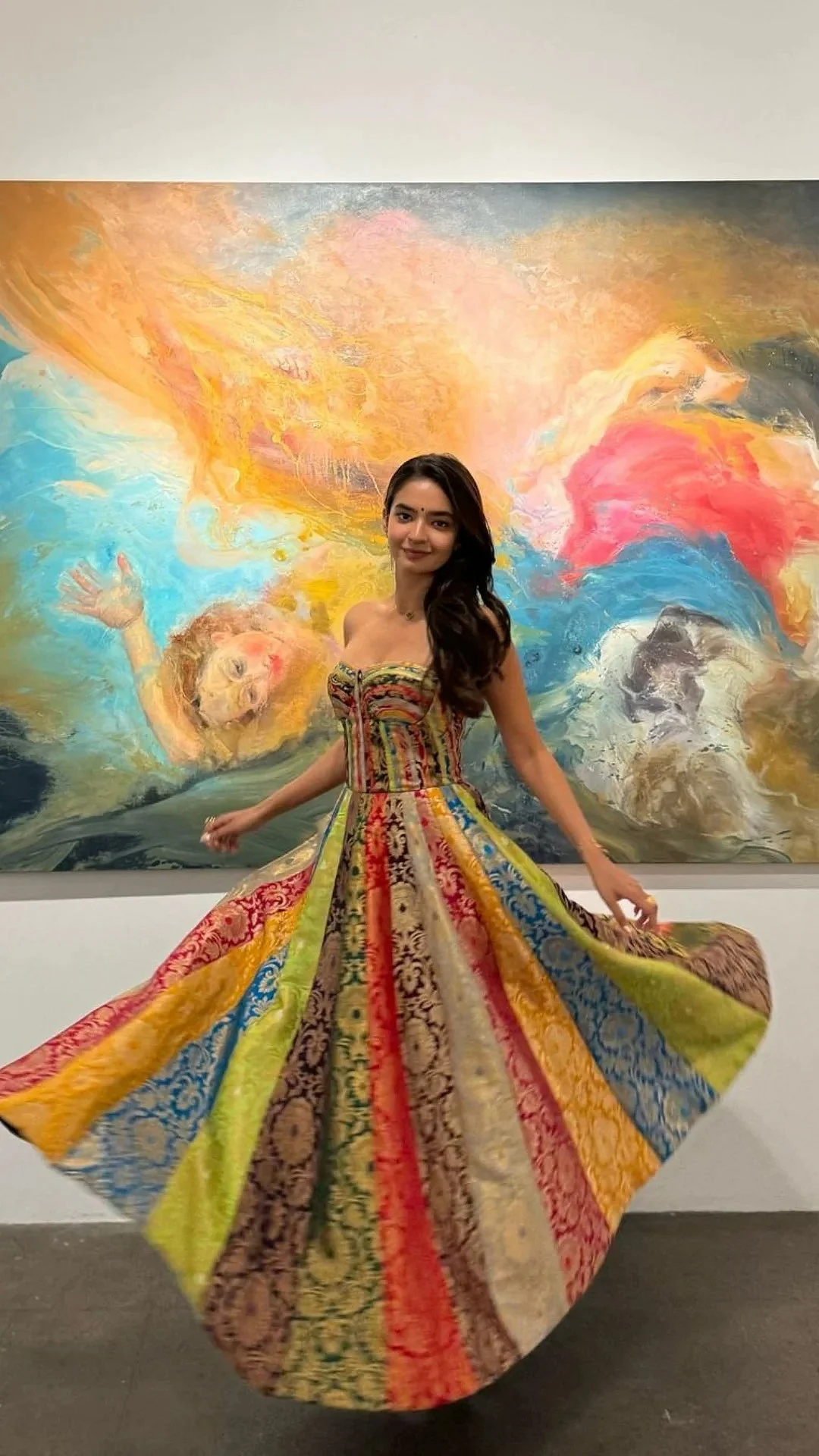 anushka sen in multicolor dress