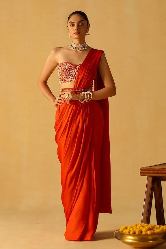 Orange Saree Looks