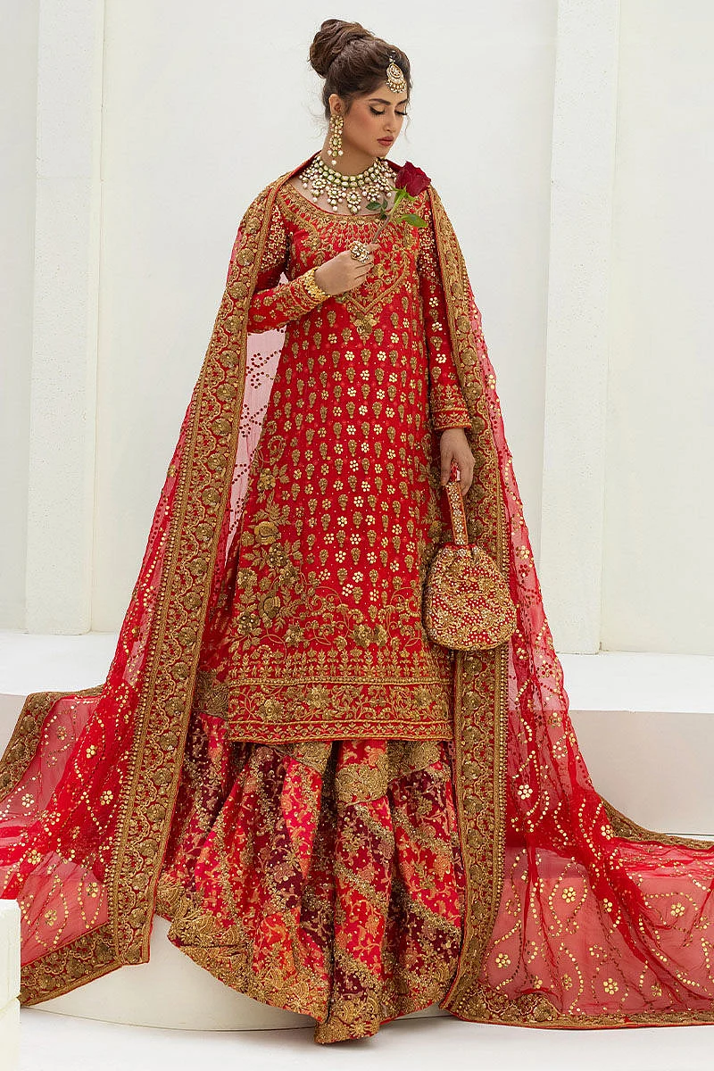 sajal ali red suit with lehenga1