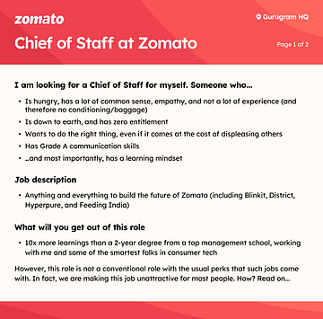 Zomato Job Offer