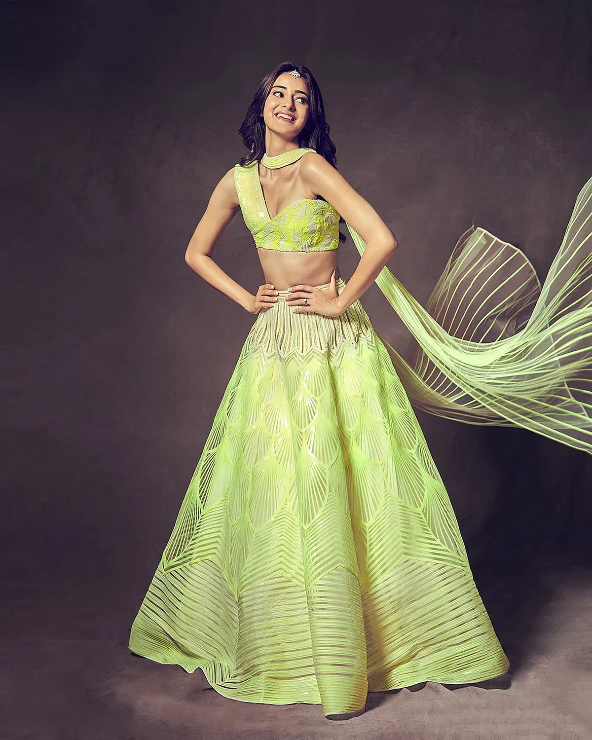 ananya pandya in green lehenga