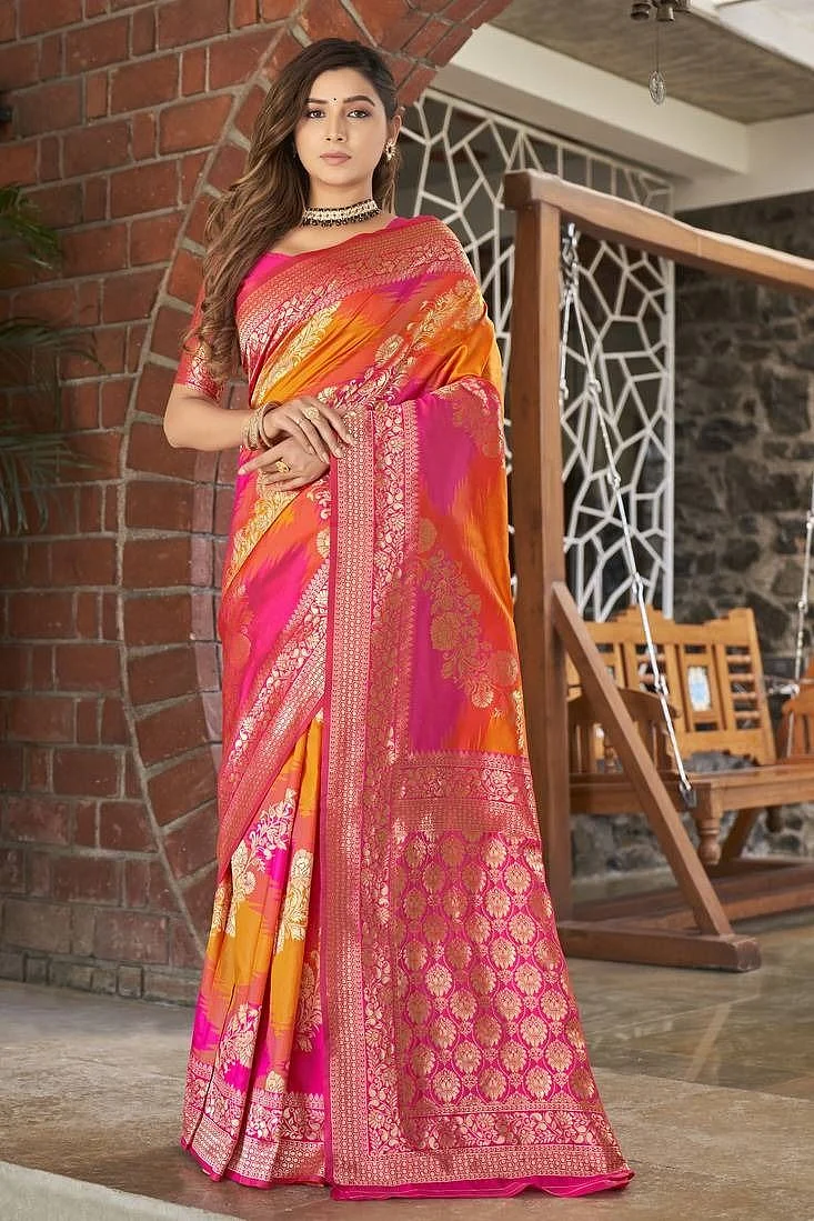 Orange and Pink Blend Saree