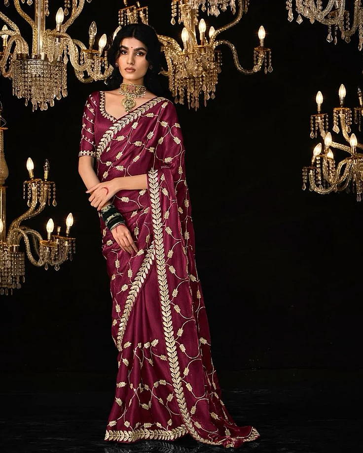 Burgundy Saree Designs 9